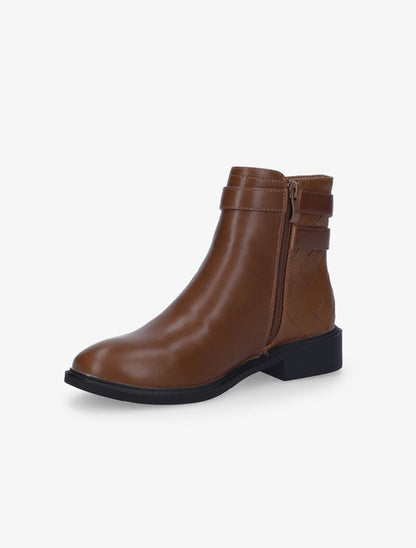 Boots effet osier tressé - Camel - 4
