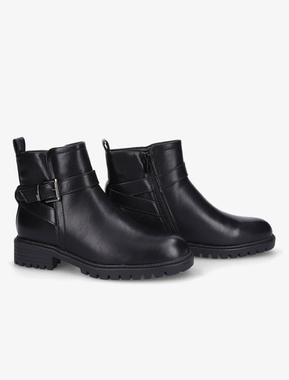 Bottines à boucle et semelle crantée - Noir - 4