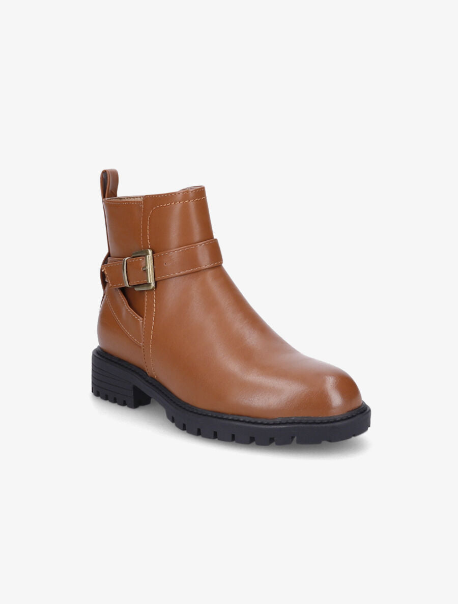 Bottines à boucle et semelle crantée - Camel - 2