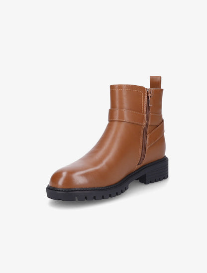 Bottines à boucle et semelle crantée - Camel - 3
