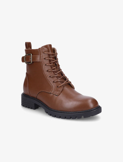 Bottines à lacets et semelle crantée - Marron - 2