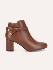 Bottines à talon en simili - Camel - 1