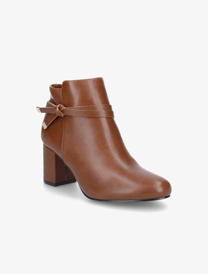 Bottines à talon en simili - Camel - 2