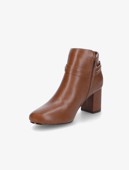 Bottines à talon en simili - Camel - 3