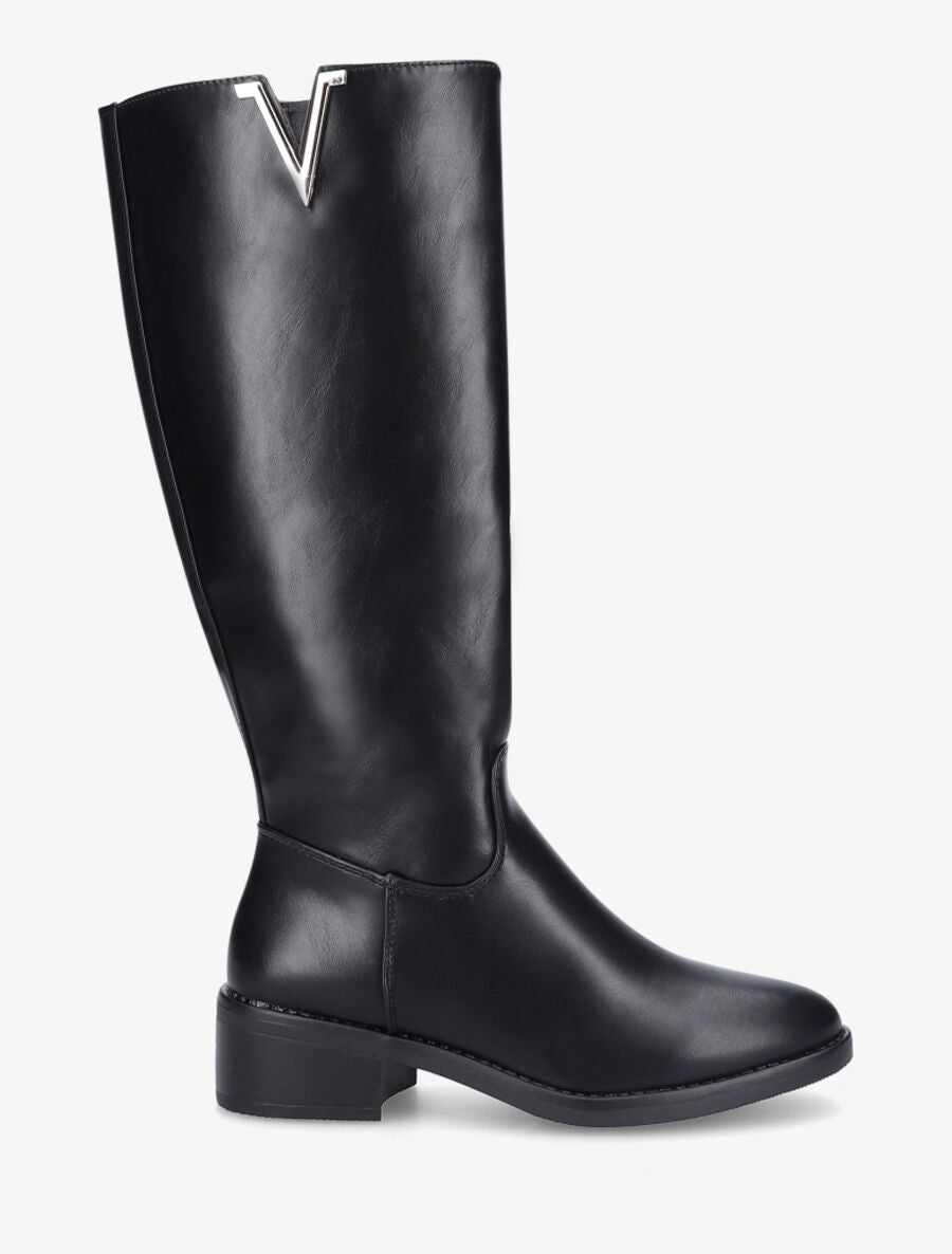 Bottes en simili à empiècement métallique - Noir - 5