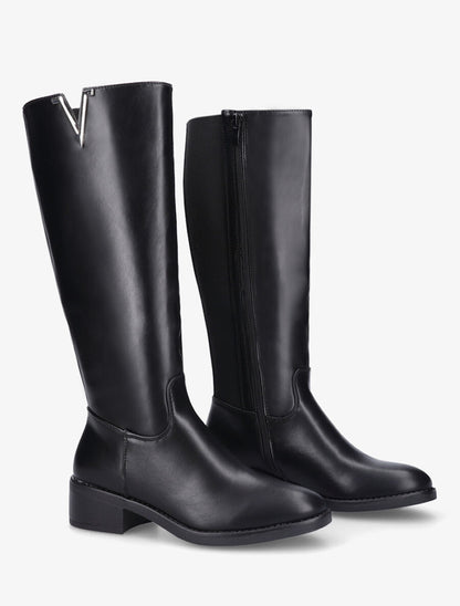 Bottes en simili à empiècement métallique - Noir - 4