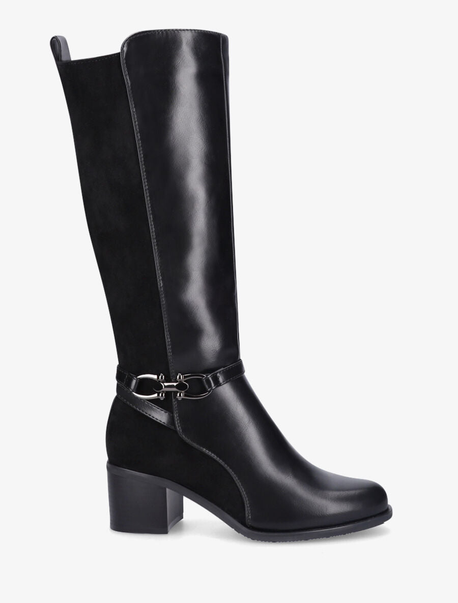 Bottes bi-matière à talon - Noir - 1