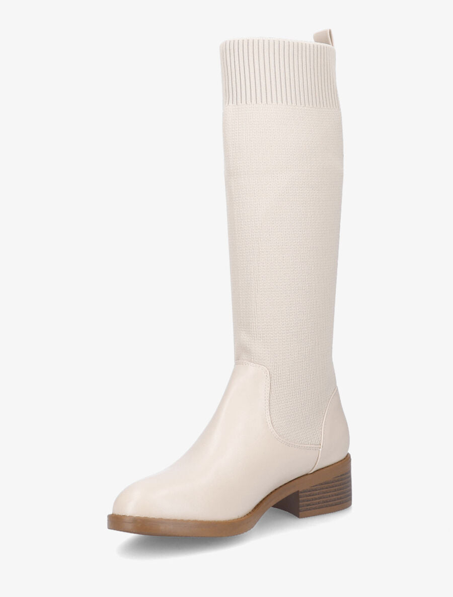 Bottes style chaussettes - Beige - 3