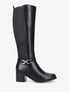 Bottes élastiquées en simili à talon - Noir - 5