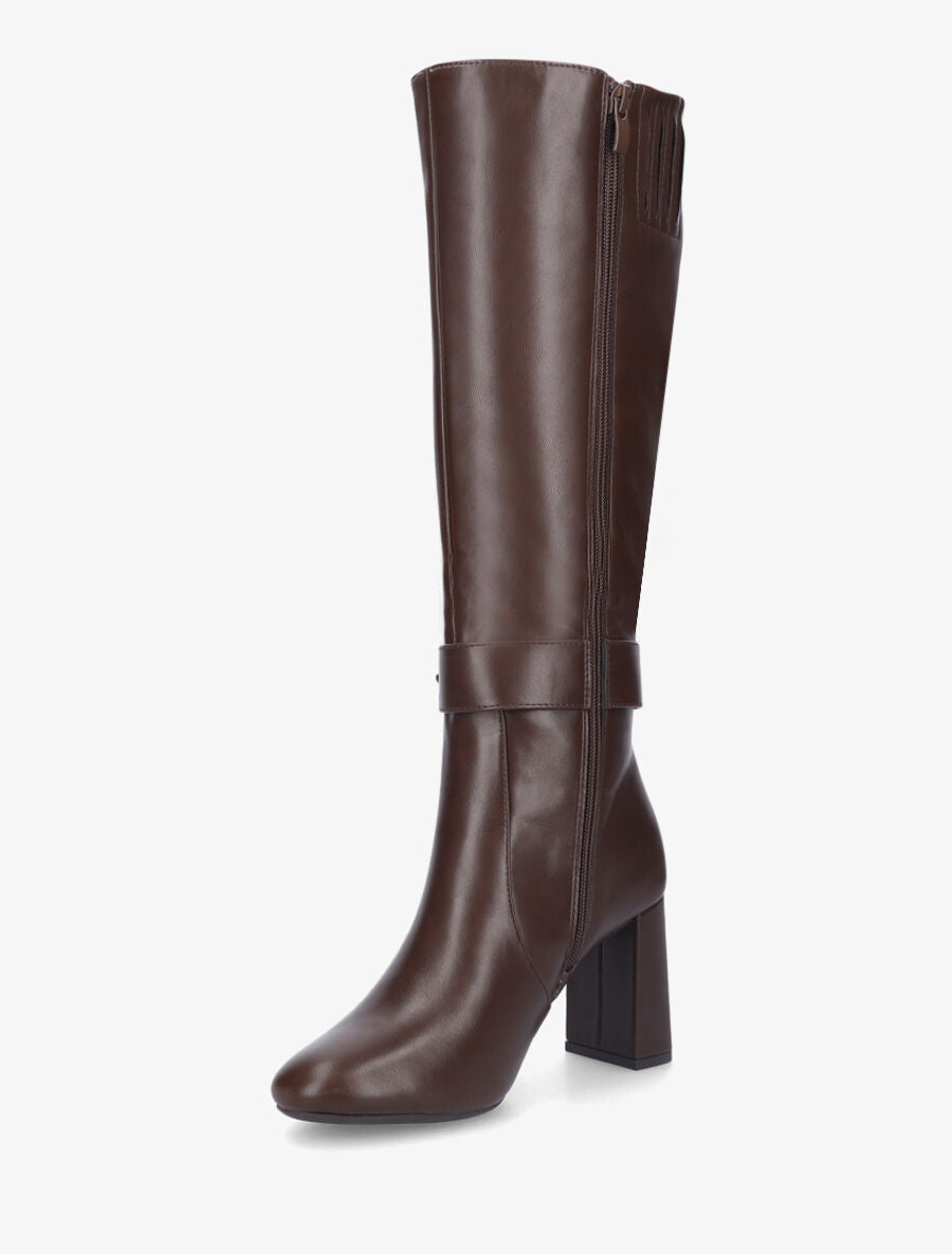 Bottes en simili à talon et boucle - Marron - 3