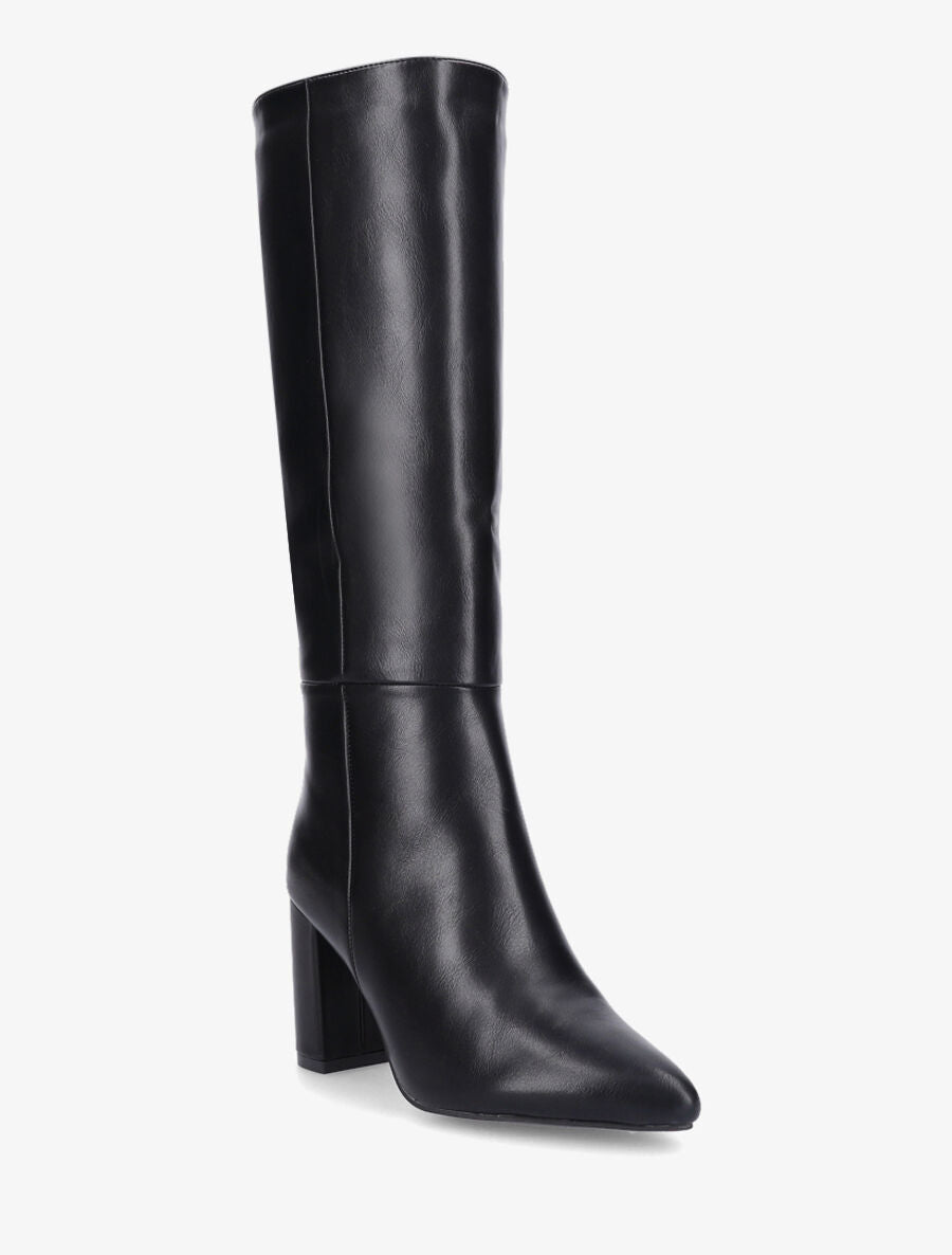 Bottes fourrées en simili à talon haut - Noir - 2