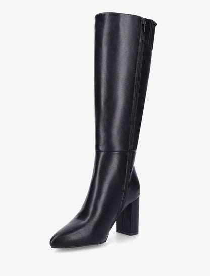 Bottes fourrées en simili à talon haut - Noir - 3