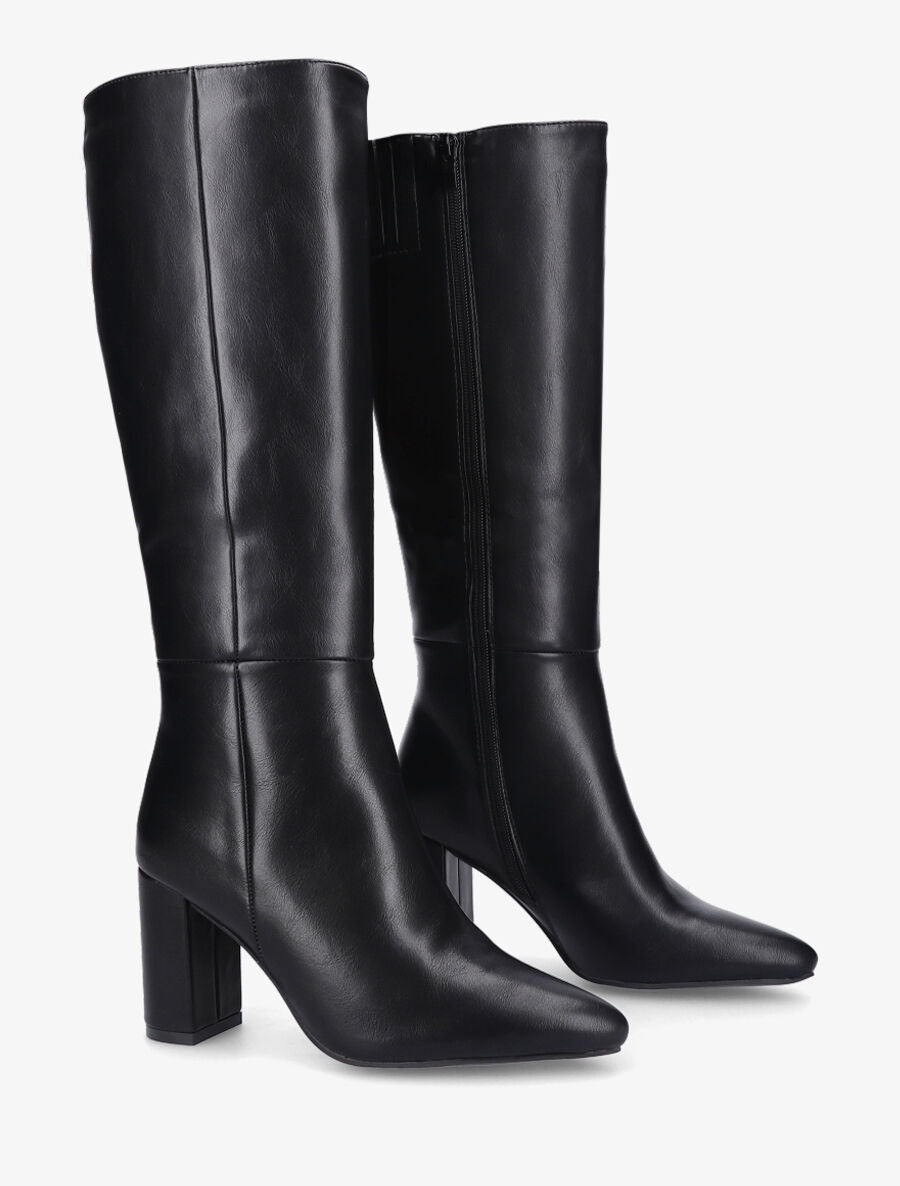 Bottes fourrées en simili à talon haut - Noir - 4