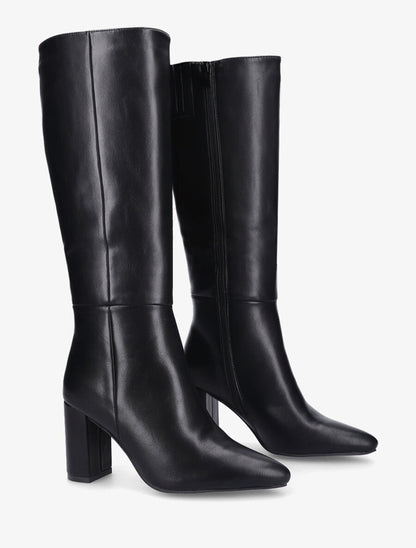 Bottes fourrées en simili à talon haut - Noir - 4
