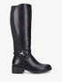 Bottes élastiquées en simili à talon - Noir - 1