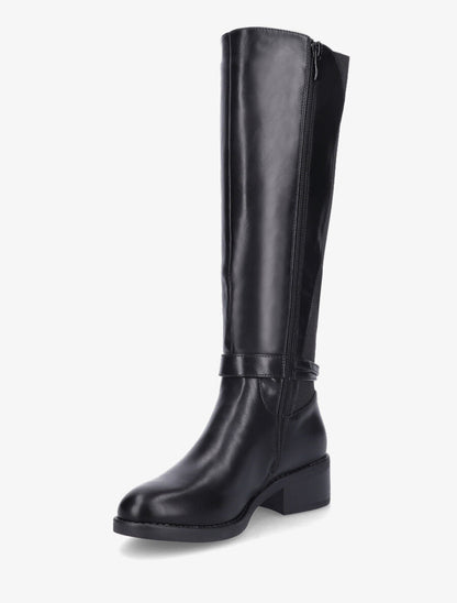 Bottes élastiquées en simili à talon - Noir - 3