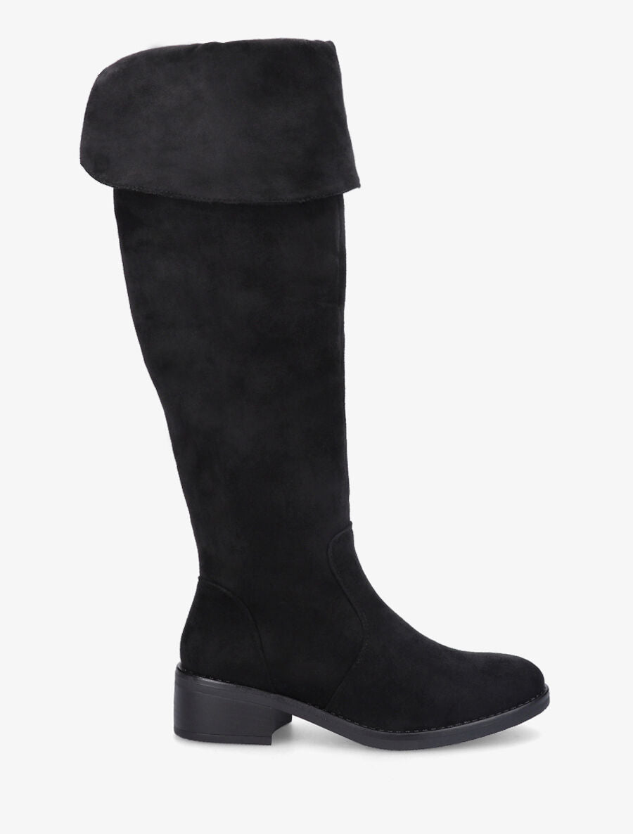 Bottes en suédine à talon - Noir - 6
