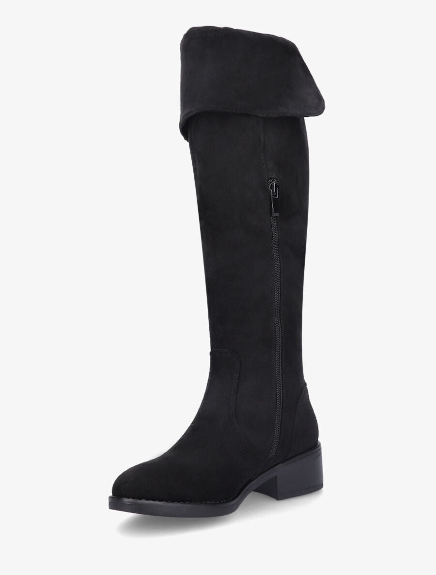 Bottes en suédine à talon - Noir - 4