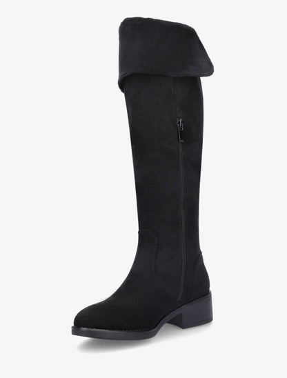 Bottes en suédine à talon - Noir - 4