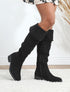 Bottes en suédine à talon - Noir - 1