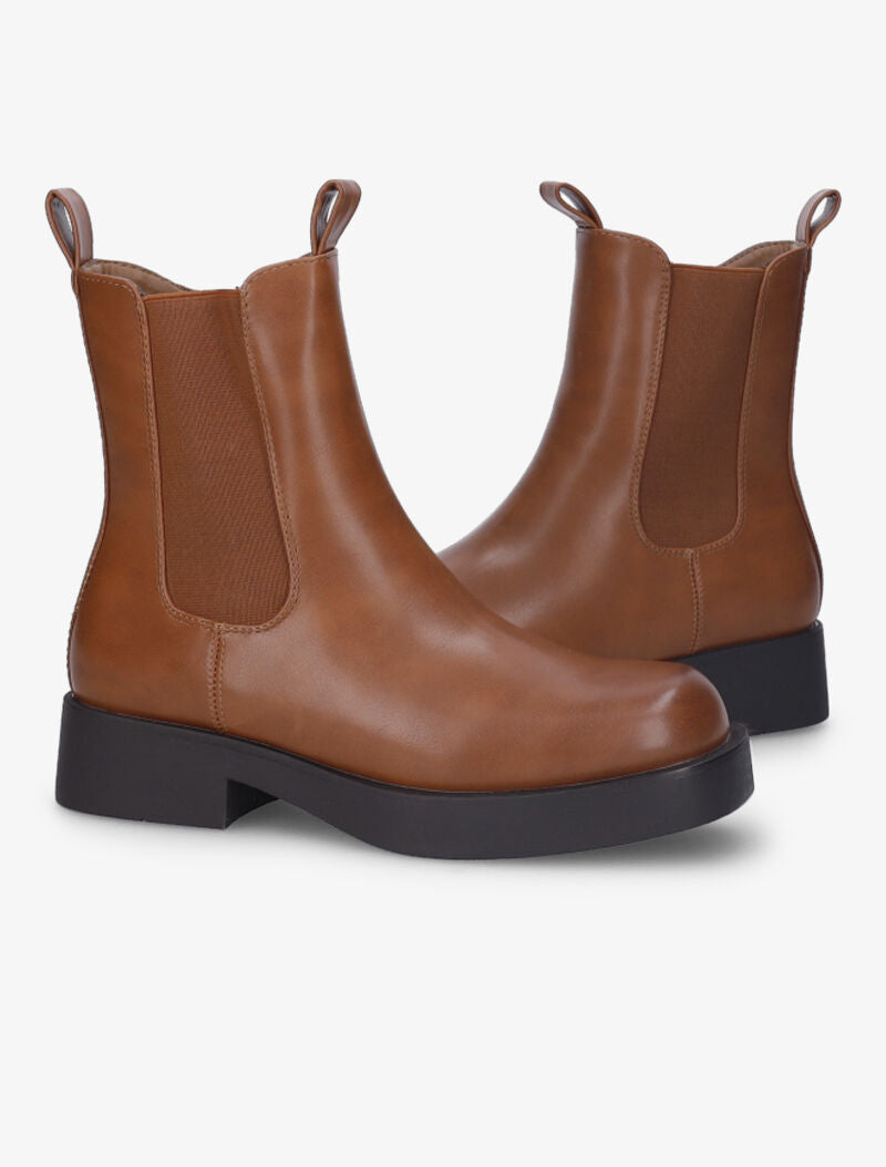 Boots montantes à côté élastiqué - Camel - 1