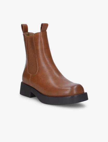 Boots montantes à côté élastiqué - Camel - 3