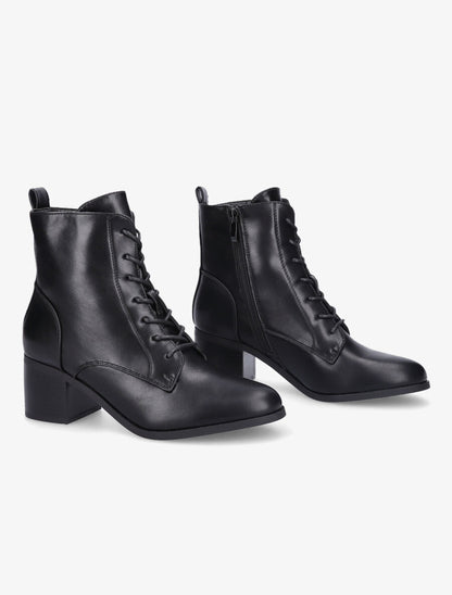 Bottines à lacets et contrefort sûrpiqué - Noir - 4