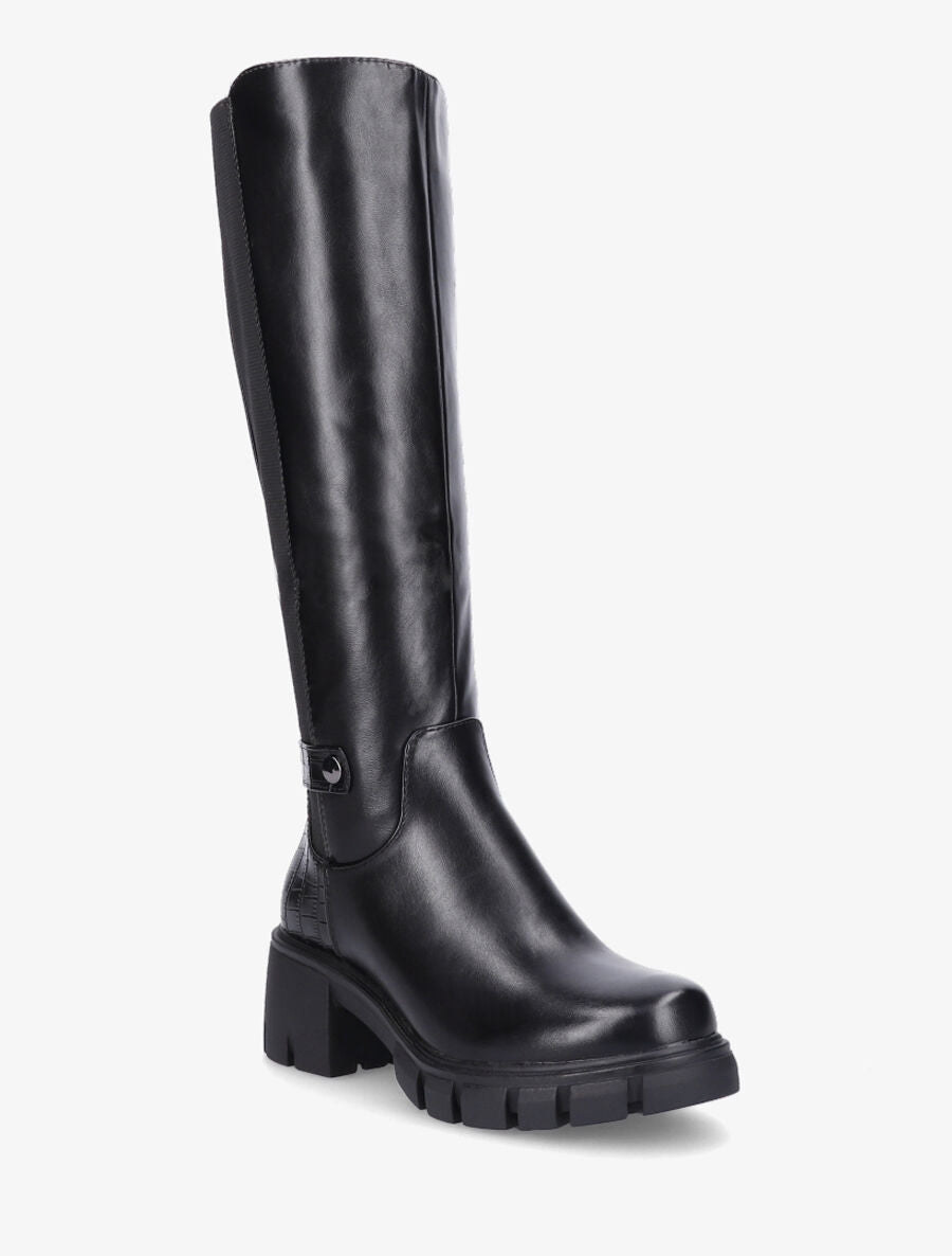 Bottes stretch à contrefort croco - Noir - 2