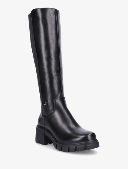 Bottes stretch à contrefort croco - Noir - 2