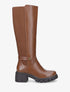 Bottes stretch à contrefort croco - Camel - 1
