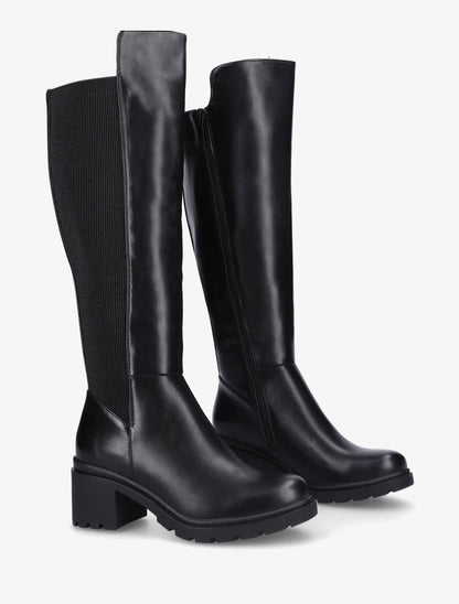 Bottes élastiquées à talon - Noir - 4