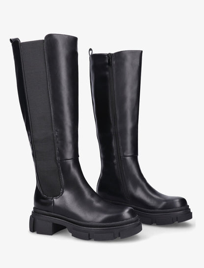 Bottes élastiquées en simili à talon - Noir - 5