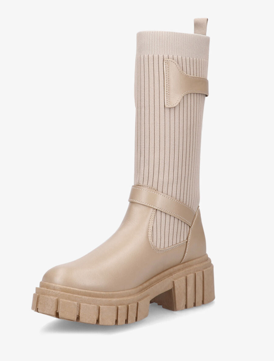 Boots chaussettes à double sangles - Beige - 3