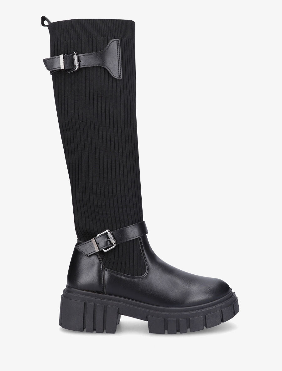 Bottes chaussettes à double sangles - Noir - 1