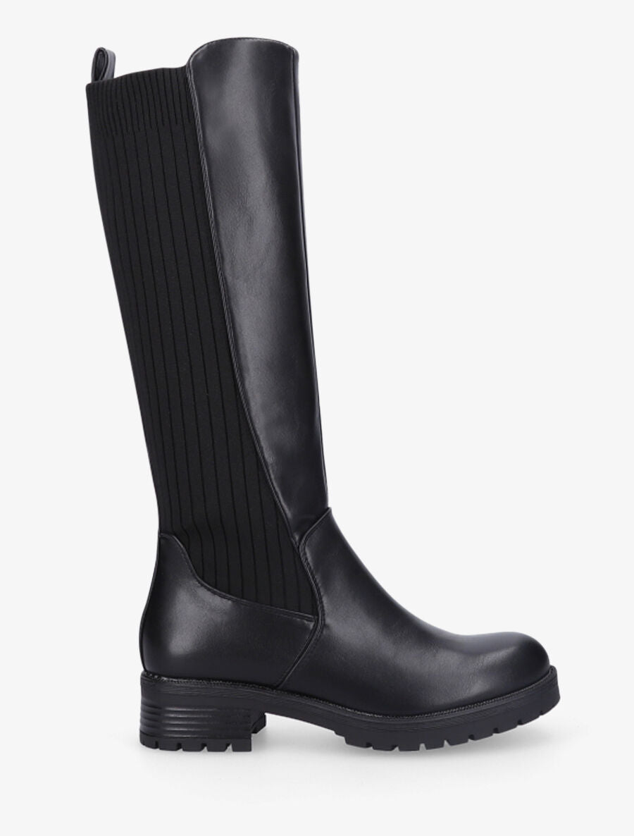 Bottes bi-matière style chaussette - Noir - 1