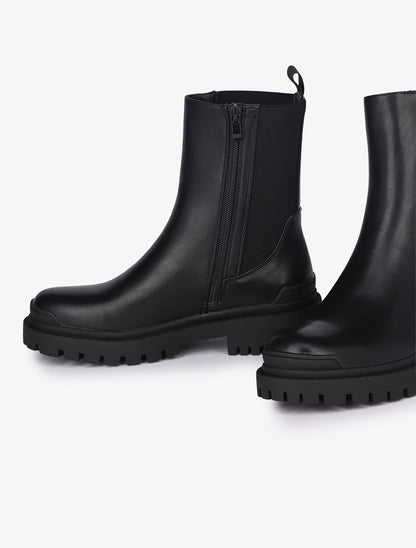 Boots montantes à ganse élastiquée - Noir - 1
