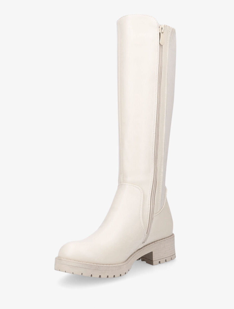 Bottes bi-matière style chaussette - Beige - 3