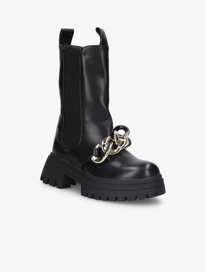Boots montantes à maillons et ganse élastiquée - Noir - 3