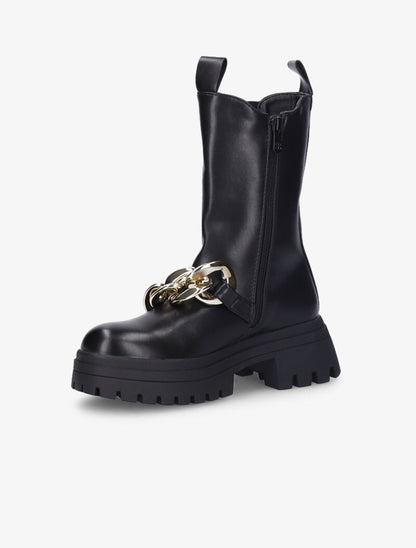 Boots montantes à maillons et ganse élastiquée - Noir - 4