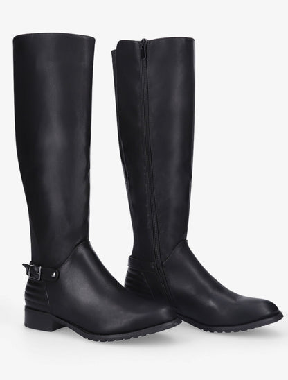 Bottes plates élastiquées en simili - Noir - 4