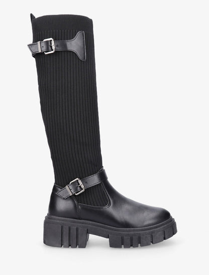 Bottes chaussettes à plateforme et à double sangles - Noir - 1