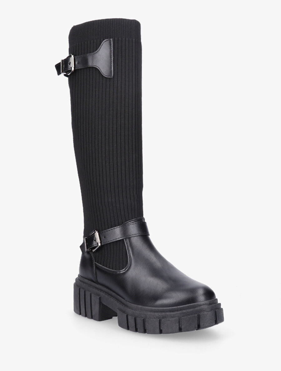 Bottes chaussettes à plateforme et à double sangles - Noir - 2