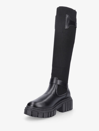 Bottes chaussettes à plateforme et à double sangles - Noir - 3