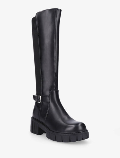 Bottes cavalières à plateforme crantée - Noir - 2