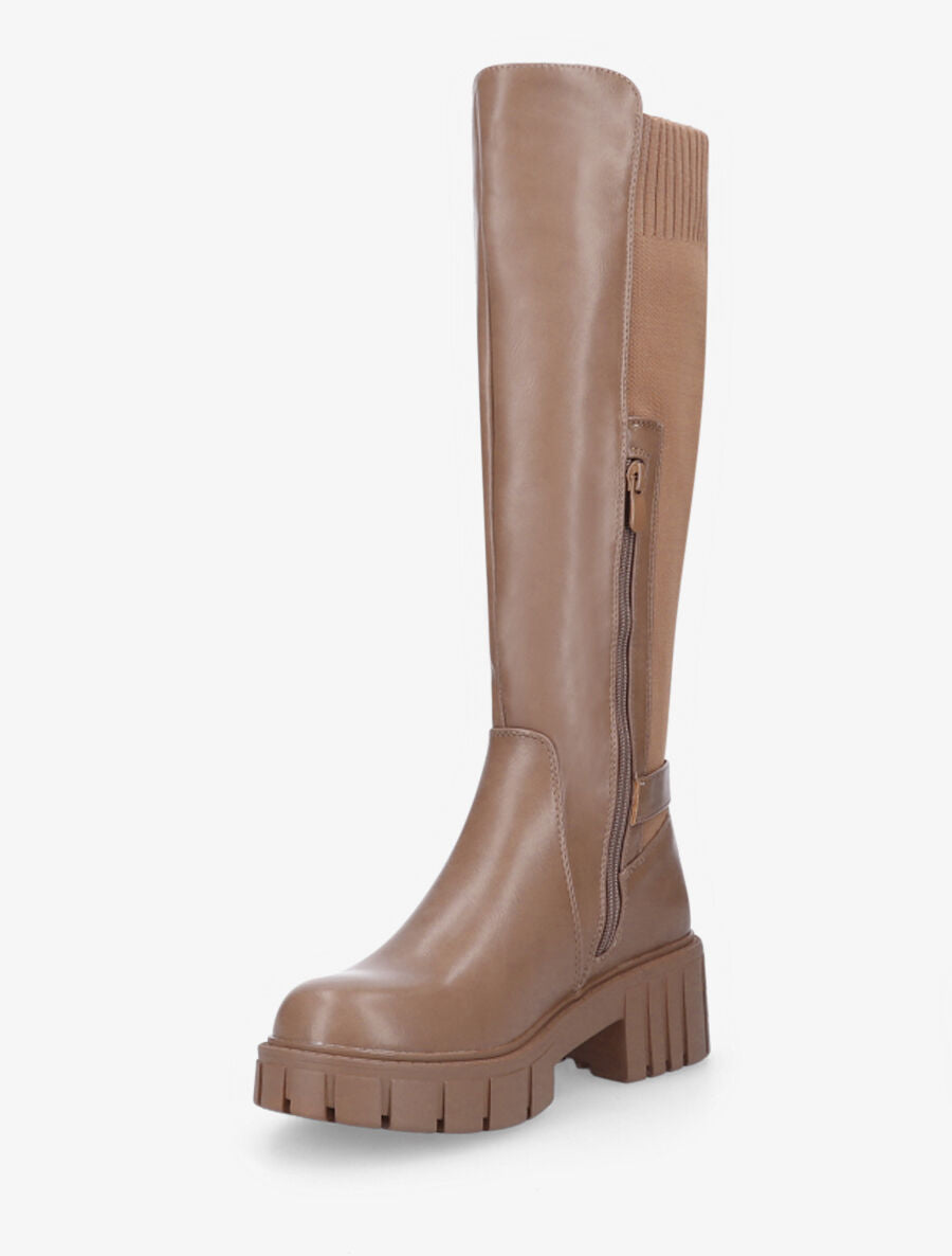 Bottes cavalières à plateforme crantée - Taupe - 3