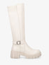 Bottes cavalières à plateforme crantée - Beige - 1