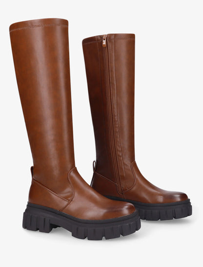 Bottes à plateforme et semelle crantées - Camel - 4