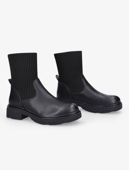 Bottines bi-matière style chaussettes - Noir - 4