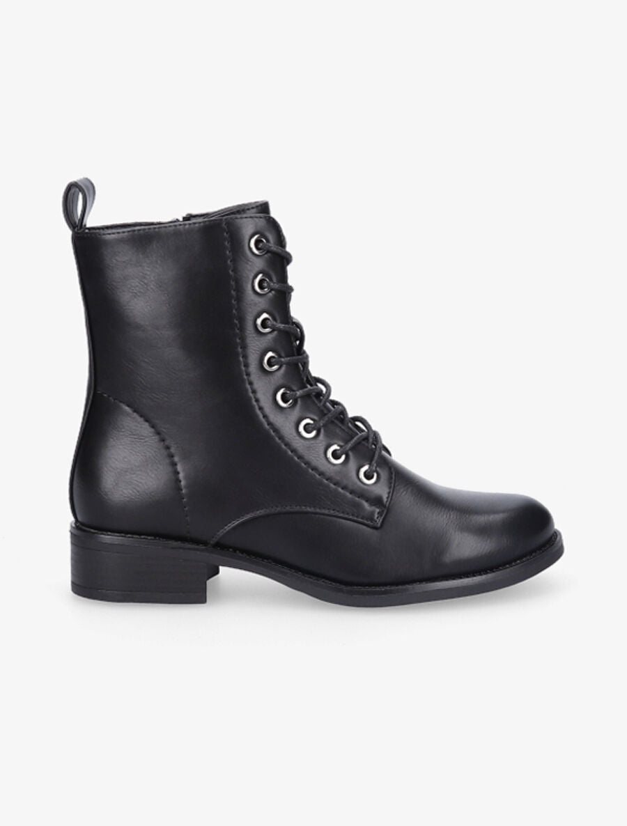 Boots lacées à oeillets dorés - Noir - 1