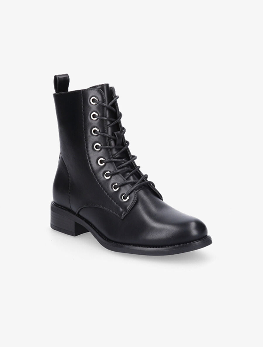 Boots lacées à oeillets dorés - Noir - 2